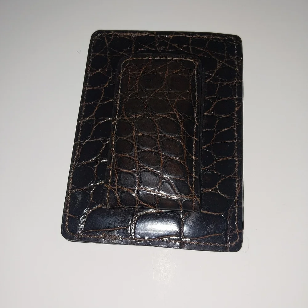 Bosca Vintage Croco Deluxe Front Pocket Wallet